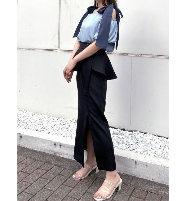 MERCURYDUO「ペプラムベルテットスリットスカート」|スカート|