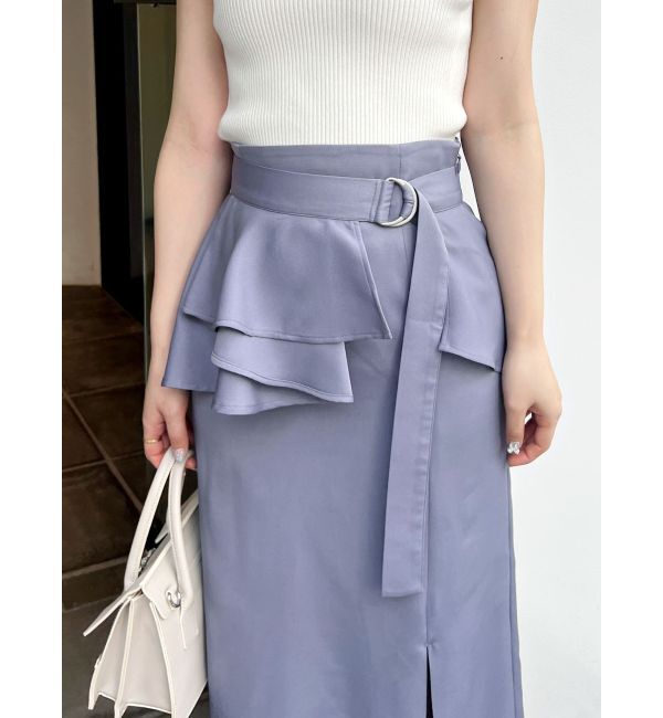 MERCURYDUO「ペプラムベルテットスリットスカート」|スカート|