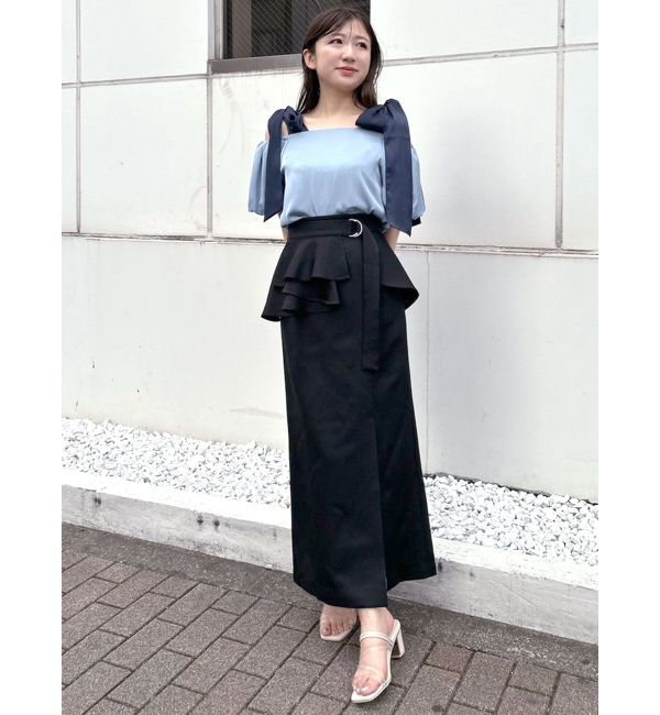 MERCURYDUO「ペプラムベルテットスリットスカート」|スカート|