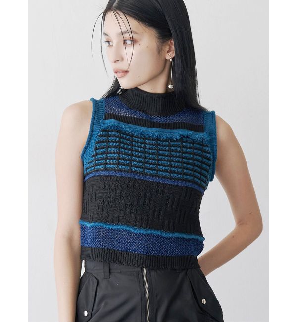 MURUA「クロシェフリンジニット」|ニット・セーター|ブルー