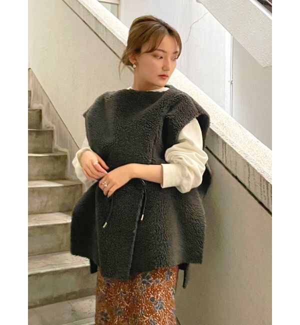 Ungrid「ボアノースリポンチョ」|ポンチョ・ケープ|