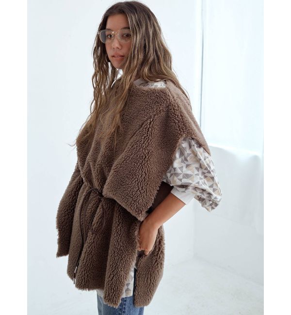 Ungrid「ボアノースリポンチョ」|ポンチョ・ケープ|モカ