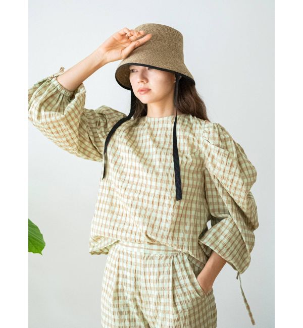 Ungrid「ギンガムチェックバックオープンブラウス」|シャツ・ブラウス|