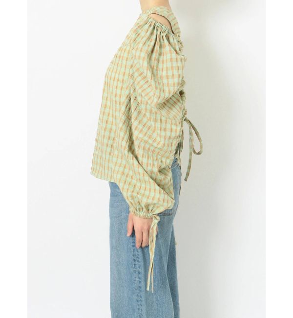 Ungrid「ギンガムチェックバックオープンブラウス」|シャツ・ブラウス|