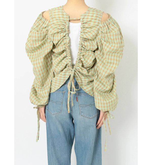 Ungrid「ギンガムチェックバックオープンブラウス」|シャツ・ブラウス|