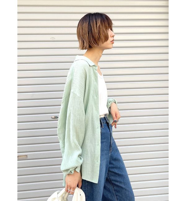 Ungrid「楊柳ビッグルーズシャツ」|シャツ・ブラウス|ミントグリーン