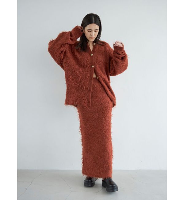 Ungrid「フェザーヤーンニットスカート」|スカート|オレンジ