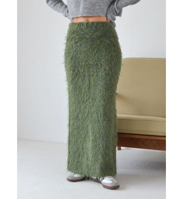 Ungrid「フェザーヤーンニットスカート」|スカート|グリーン