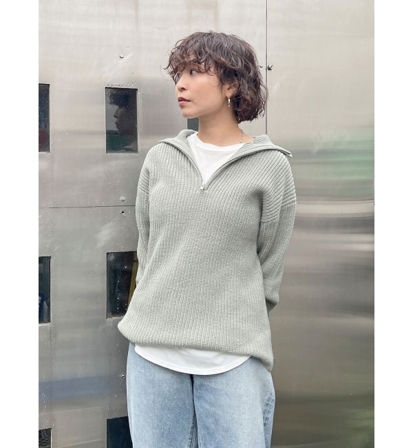 Ungrid「ハーフジップルーズニット」|ニット・セーター|ミディアムグレー