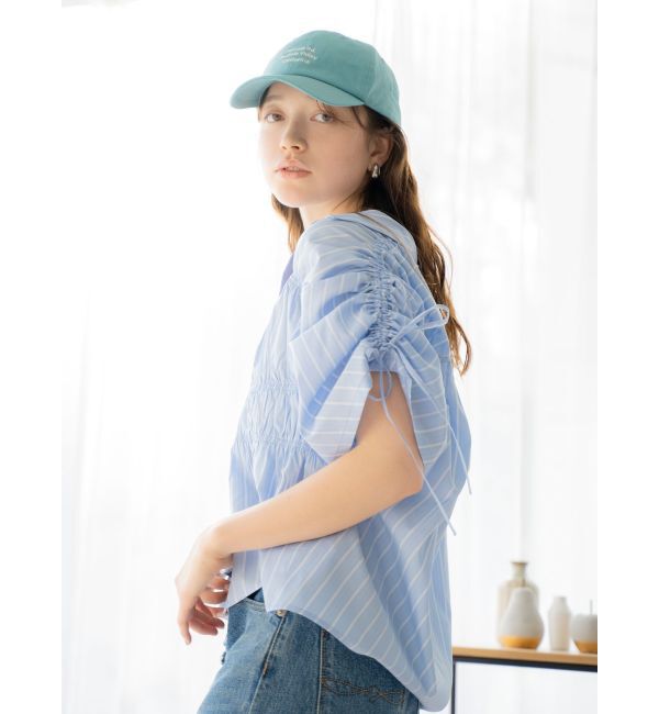 Ungrid「ギャザーデザインハーフスリーブシャツ」|シャツ・ブラウス|