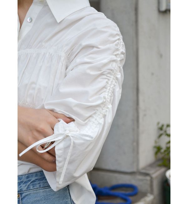 Ungrid「ギャザーデザインハーフスリーブシャツ」|シャツ・ブラウス|