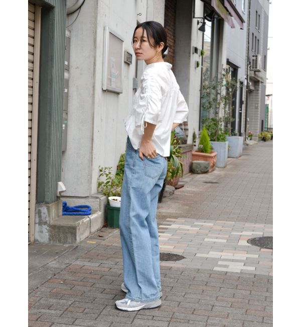 Ungrid「ギャザーデザインハーフスリーブシャツ」|シャツ・ブラウス|