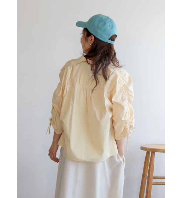 Ungrid「ギャザーデザインハーフスリーブシャツ」|シャツ・ブラウス|