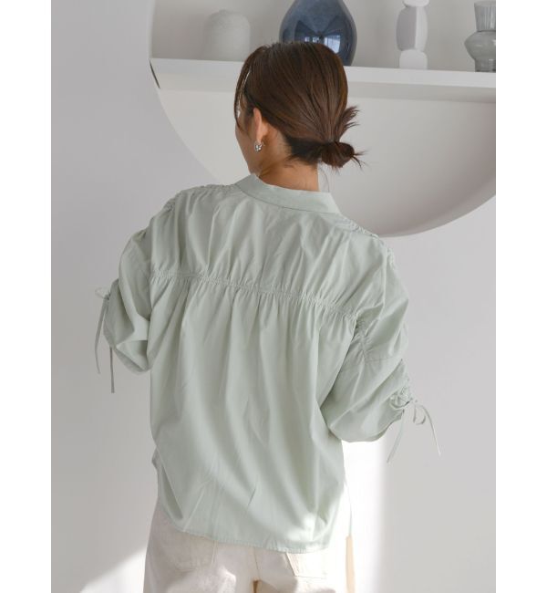 Ungrid「ギャザーデザインハーフスリーブシャツ」|シャツ・ブラウス|