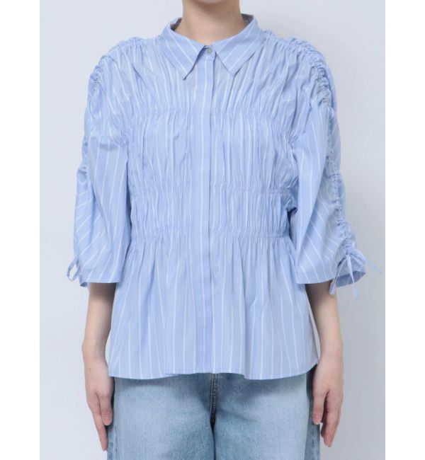 Ungrid「ギャザーデザインハーフスリーブシャツ」|シャツ・ブラウス|