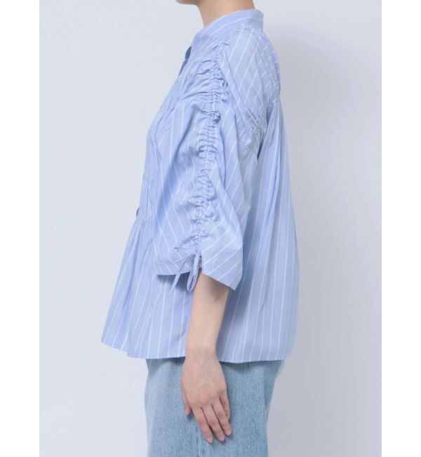 Ungrid「ギャザーデザインハーフスリーブシャツ」|シャツ・ブラウス|