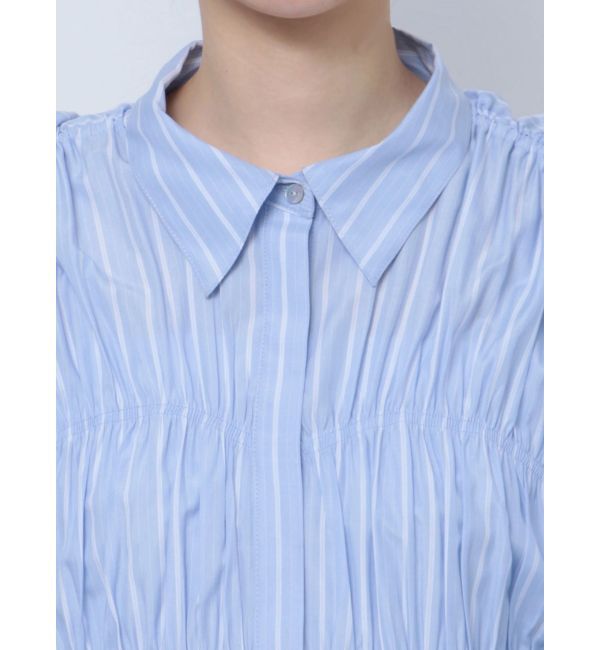 Ungrid「ギャザーデザインハーフスリーブシャツ」|シャツ・ブラウス|