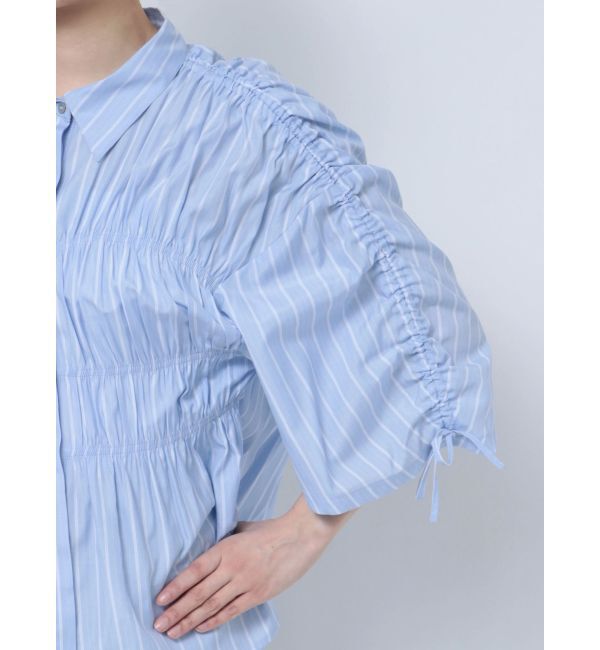 Ungrid「ギャザーデザインハーフスリーブシャツ」|シャツ・ブラウス|