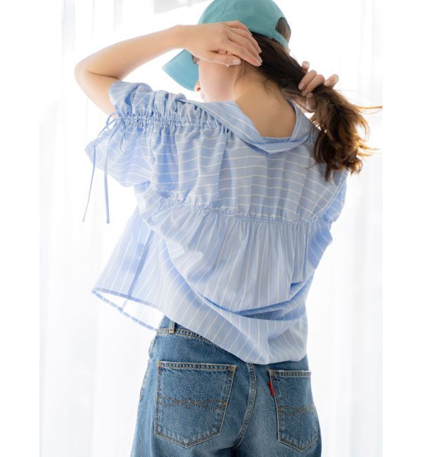 Ungrid「ギャザーデザインハーフスリーブシャツ」|シャツ・ブラウス|