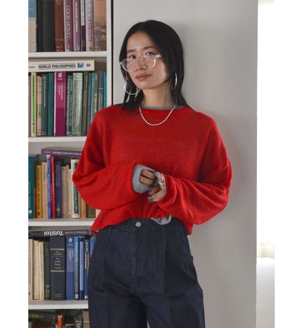 Ungrid「モヘヤ混シアーニット」|ニット・セーター|レッド