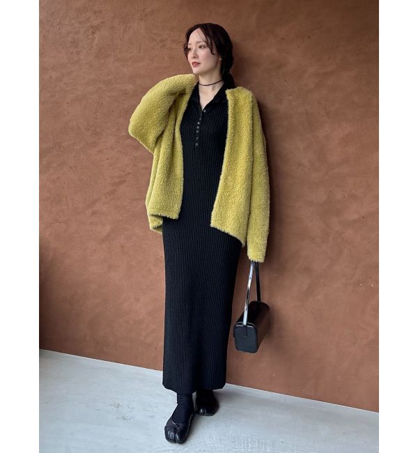 WEB限定カラーあり】レーススリーブネップリブニットワンピース