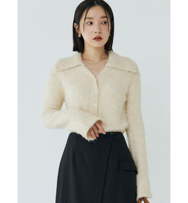 LAGUNAMOON「ヘアリーカラーカーデニットプルオーバー」|カーディガン|アイボリー