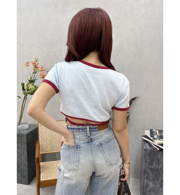 EVRIS「FLOWERストラップクロップドＴシャツ」|Tシャツ・カットソー|