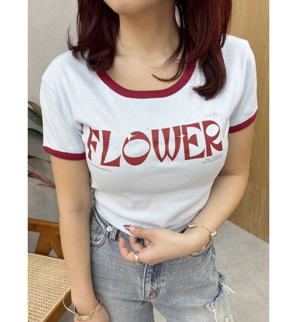 EVRIS「FLOWERストラップクロップドＴシャツ」|Tシャツ・カットソー|ブルー