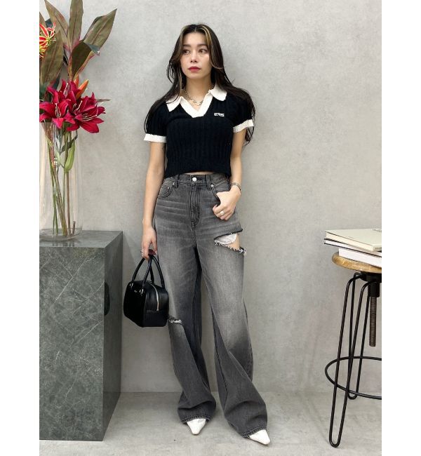 EVRIS「ワンポイントポロニットトップス」|ニット・セーター|