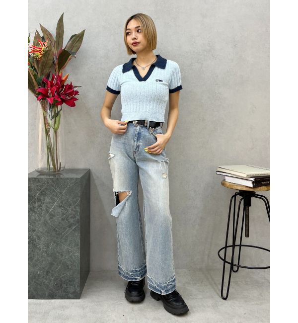 EVRIS「ワンポイントポロニットトップス」|ニット・セーター|