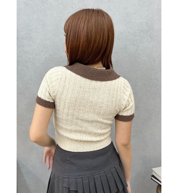 EVRIS「ワンポイントポロニットトップス」|ニット・セーター|