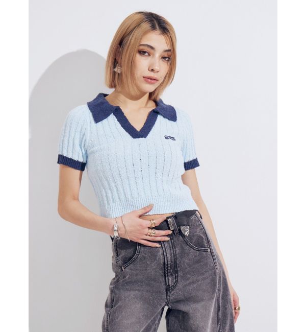 EVRIS「ワンポイントポロニットトップス」|ニット・セーター|