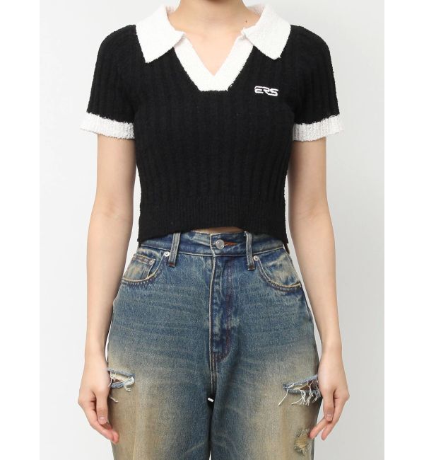 EVRIS「ワンポイントポロニットトップス」|ニット・セーター|