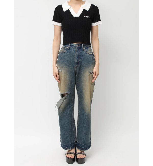 EVRIS「ワンポイントポロニットトップス」|ニット・セーター|