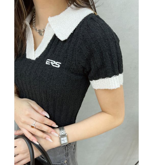 EVRIS「ワンポイントポロニットトップス」|ニット・セーター|