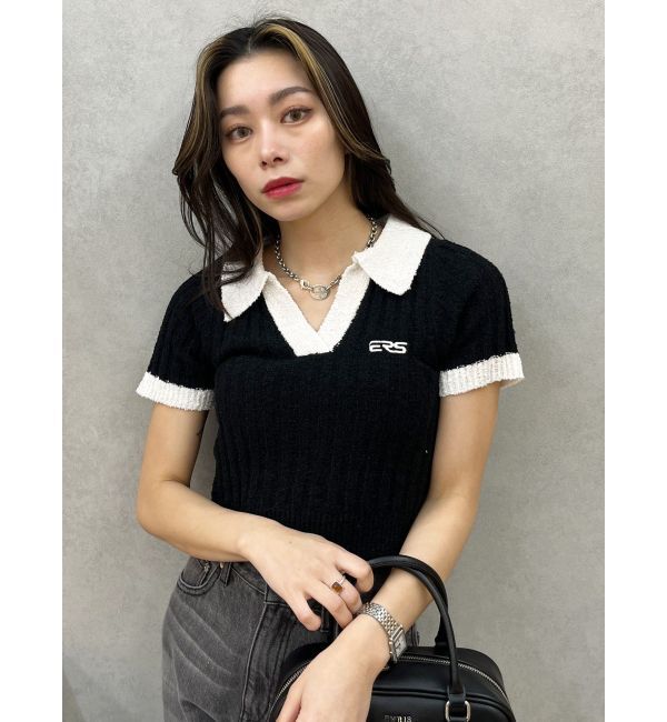 EVRIS「ワンポイントポロニットトップス」|ニット・セーター|