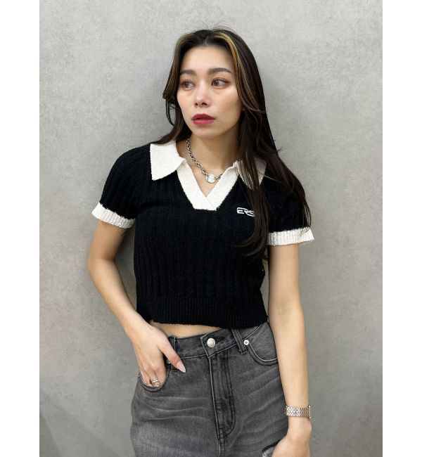 EVRIS「ワンポイントポロニットトップス」|ニット・セーター|