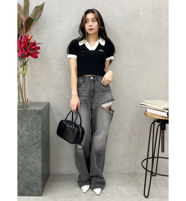 EVRIS「ワンポイントポロニットトップス」|ニット・セーター|