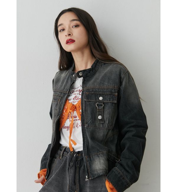 jouetie「シングルジップジャケット【セットアップ対応】」|デニムジャケット|