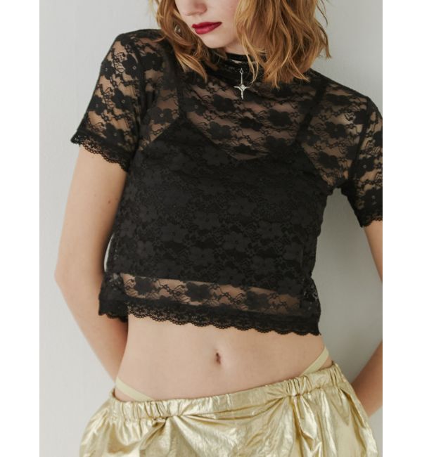 jouetie「レースフィットTシャツ」|Tシャツ・カットソー|ブラック