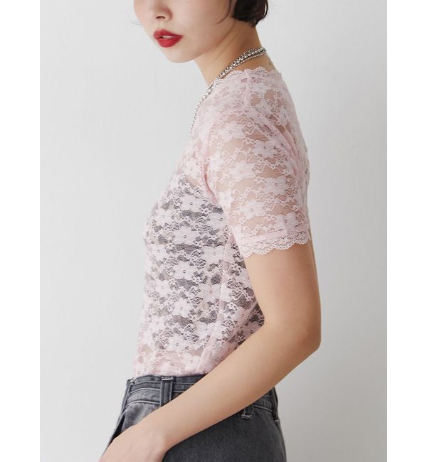 jouetie「レースフィットTシャツ」|Tシャツ・カットソー|ピンク