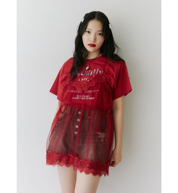 jouetie「ランジェリーレイヤードチュニックTシャツ」|Tシャツ・カットソー|