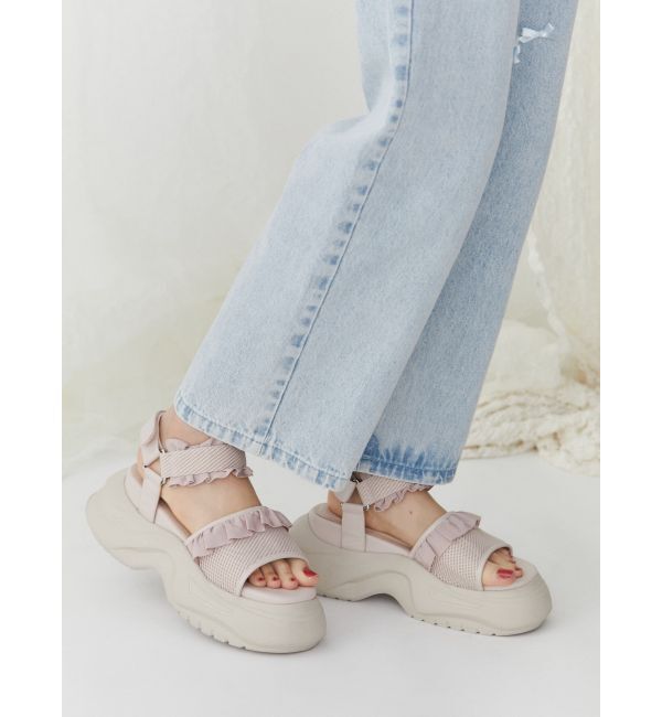 merry jenny「フリルメッシュスニーカーサンダル」|その他|ピンク