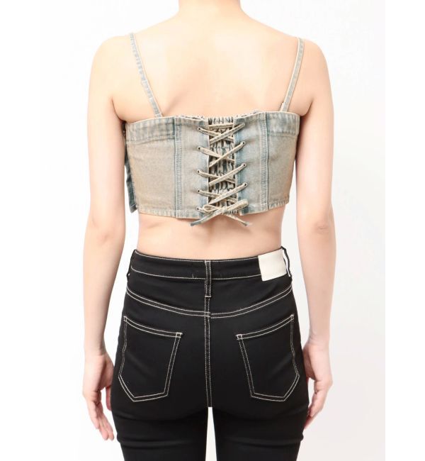 GYDA「BACKレースUP Corsetデニムビスチェ」|キャミソール|