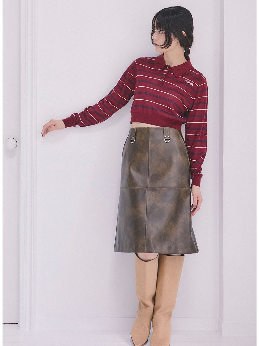 FURFUR「レザーライクミディスカート」|スカート|