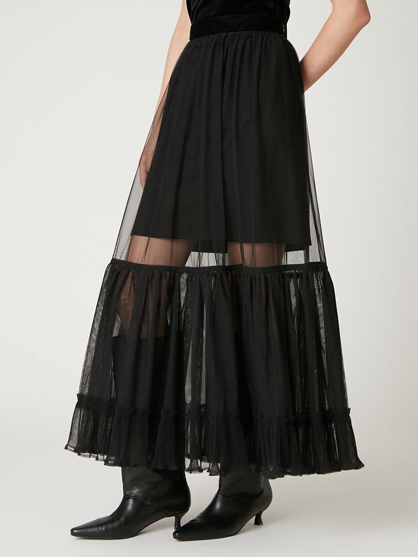 FRAY I.D「プリーツヘムチュールスカート」|スカート|