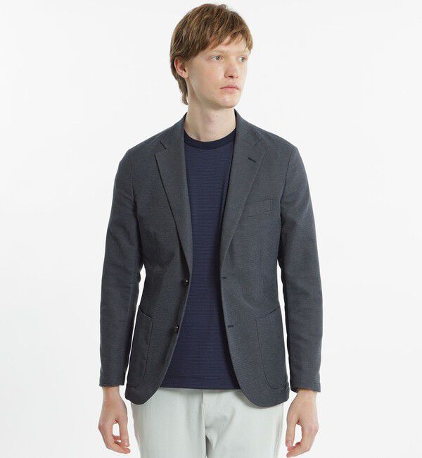 MACKINTOSH PHILOSOPHY「テーラードジャージー ジャケット カラミ織りガンクラブチェック」|テーラードジャケット|ネイビー