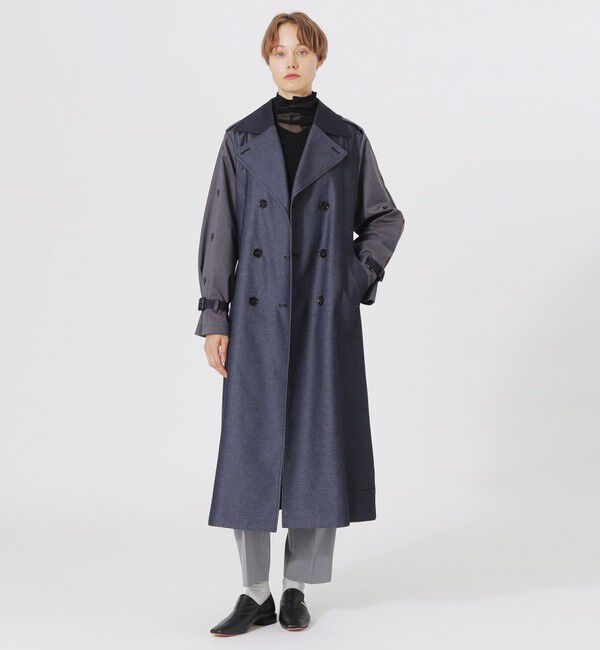  「デニムライクブロッキングトレンチコート」|トレンチコート|