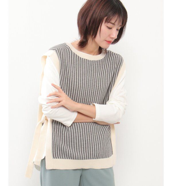 ikka「サイドリボンニットベスト」|ニット・セーター|グレイ