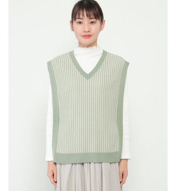 ikka「サイドリボンニットベスト」|ニット・セーター|